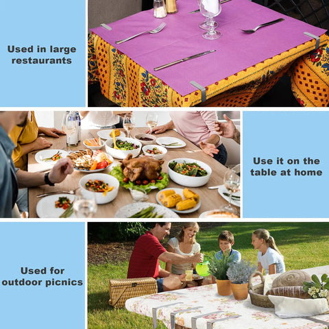 12 Pack Tablecloth Clips for Folding Tables and Outdoor Use, Durable Stainless Steel Clips securing tablecloth in various settings