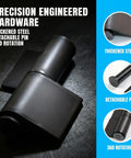 Heavy Duty Weld On Gate Hinges Set Weldable 4mm Thick Solid Steel Hinges in black, showing detachable pin and thickened steel.