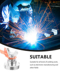 Heavy Duty Magnetic Welding Ground Clamp With Strong Magnet holds firmly on metal poles during electric weld job with sparks flying.