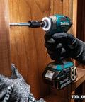 No-Bull 18 Volt Cordless Impact Driver Built Around A Brushless Motor And Four Speed Quick Shift Mode Delivering Up To Three Thousand Six Hundred Rpm For Nitty Gritty Fastening Work As A Raw Bare Tool Setup, shown in use with a screw.