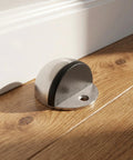 Stainless Steel Floor Mount Door Stop Set With Self Adhesive No Drill Installation Anti Collision Half Dome Design on wood floor