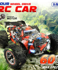 One Eighteen Scale Brushless RC Car 4WD Off Road Remote Control Truck Reaches Sixty KMH Speed on rocky terrain