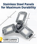 Triburst Motion Sensor LED Ceiling Light with 144 LEDs, 6500K daylight, ultra bright for bedroom and garage, triple panel design