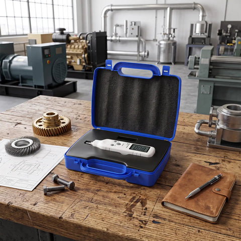 Pen Style Vibrometer With High Sensitivity Accelerometer Digital Vibration Meter And Handy Tester For On The Go Diagnostics AS63D Portable Vibration Analyzer With Storage Case in blue case
