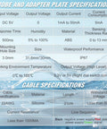 Specifications table for capacitive non-contact liquid level sensor, detailing input voltage, material, size, and environmental conditions.