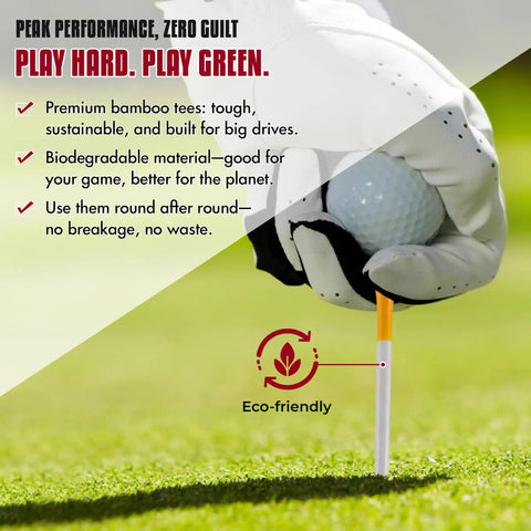 Golfer setting ball on Viral Cigarette Box Style Golf Tees For Men Funny Novelty Golf Accessories Bamboo Tees Cool Gift Idea