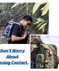 Person hiking with Dual Band Ham Radio Antenna Foldable 42.5 Inch 136-520MHz CS Tactical SMA Female on backpack outdoors