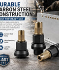 Rock Solid Heavy Duty Carbon Steel Rivet Nut Tool Kit with Mandrels and Flat Head Inserts. Close-up of durable brass and steel components.