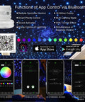 Upgraded Dual Head Twinkle Fiber Optic Lights Kit For Car And Home 16W Output 900 Strands Of 0.75mm Fiber 9.8ft Cable Music Activated Star Ceiling With Remote Lit Sky Sparkle display with app controls and LED light effect