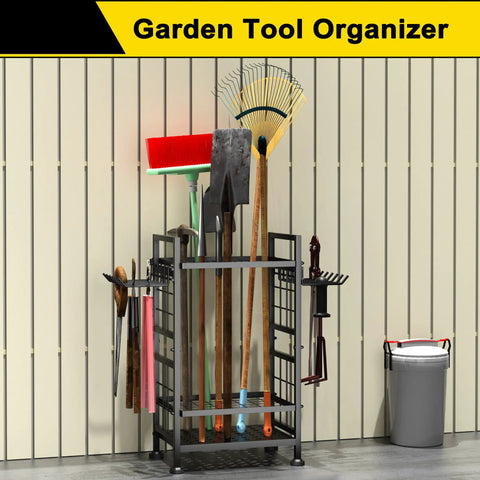 Three Tier Garden Tool Organizer For Garage And Shed Heavy Duty Metal Tool Storage Rack Holds Up To 78 Tools Indoor Outdoor