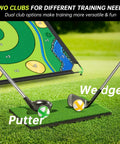 Massive 6x6 Foot Golf Chipping Game Set With Adjustable Practice Clubs Indoor Outdoor Mat and Scoreboard Close-Up