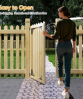 No Sag Gate Bracket Kit With Left Opening Latch Heavy Duty Gate Reinforcement Hardware For Wooden Fence Gates 26 To 60 Inches Wide And Up To 72 Inches High Black, woman opening wooden fence gate
