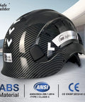 Hard Core Ansi Certified Abs Construction Hard Hat With Quick Airflow Ventilation And Rock Solid Six Point Suspension Built Heavy Duty For Real Trade Grind And Daily Job Site Shield, black ABS helmet with ventilation features.