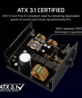 Upgrade Your Rig With 850W Fully Modular Power Supply ATX 3.1 Ready PCIe 5.1 Support Low Noise Cooling Cybenetics Gold Efficiency Native 12V 2x6 Connectors Black internal PSU components