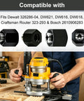 Heavy Duty Router Collet Set Packing 1/2 And 1/4 Inch Bushings, compatible with various router models, showcasing precision parts.