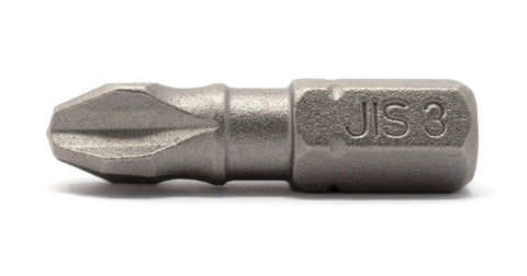 JIS Screwdriver Impact Bits Set Of Four For Standard And Long One Quarter Inch Drive Magnetic Hardened S2 Steel #3 short