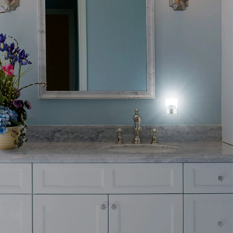 Led Motion Sensor Night Light Plug In Wall 40 Lumens Soft White UL Certified Energy Efficient Nightlight in bathroom