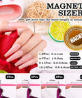 Premium Adjustable Nail Clippers With Magnets And Sizers For Acrylic Nails showing magnet sizers usage and measurements