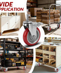 High-quality Heavy Duty 5 Inch Locking Swivel Caster Wheels For Furniture With Threaded Stem and Surefire Side Brake, versatile usage.