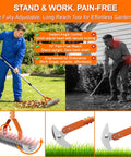 Man using Heavy Duty Thatch Rake for Lawn with 68 Inch Adjustable Handle 15 Inch Dethatcher Rake Dual Action Tines in garden