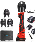 Holdwell S Pro 18V Electric Pipe Crimping Tool 24KN Brushless Motor with accessories and battery pack for plumbing use.