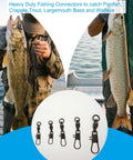 40 Piece Ball Bearing Fishing Swivels With Interlock Snaps Pro Grade Must Have Saltwater Gear Stainless Steel Black Nickel Finish High Strength To Prevent Line Twist And Deliver Smooth 360 Degree Rotation, assorted sizes