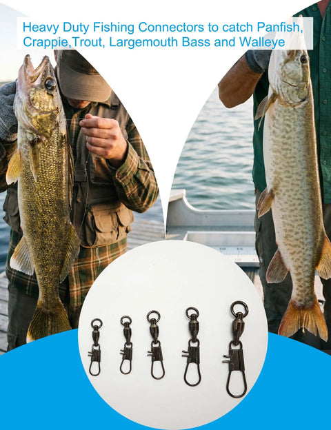 40 Piece Ball Bearing Fishing Swivels With Interlock Snaps Pro Grade Must Have Saltwater Gear Stainless Steel Black Nickel Finish High Strength To Prevent Line Twist And Deliver Smooth 360 Degree Rotation, assorted sizes