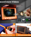 Heavy Duty Sewer Camera Kit For Pipe Inspection 100ft Borescope With Six LEDs 5 Inch IPS Screen 1080P HD Lens 17mm Probe IP68 Waterproof 5000mAh Battery Great For Plumbing Clogs And Drain Troubleshooting, orange monitor with cable