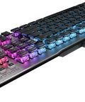 Premium Mechanical Gaming Keyboard Delivers A Sick Performance With A Durable Skeletal Steel Frame Buttery Smooth Keys And Epic Rgb Backlighting angled view with vibrant key colors