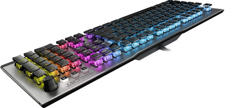 Premium Mechanical Gaming Keyboard Delivers A Sick Performance With A Durable Skeletal Steel Frame Buttery Smooth Keys And Epic Rgb Backlighting angled view with vibrant key colors