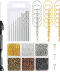 Top Shelf Hand Drill Set For Resin Crafts With 10 Precision Bits And 600 Eye Screws Plus 15 Keychain Rings Easy Pin Vise Kit, detailed view of components.