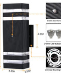 Two Pack Dusk To Dawn Outdoor Wall Lights Up And Down Sconce Black Aluminum Waterproof Exterior Porch Lights details