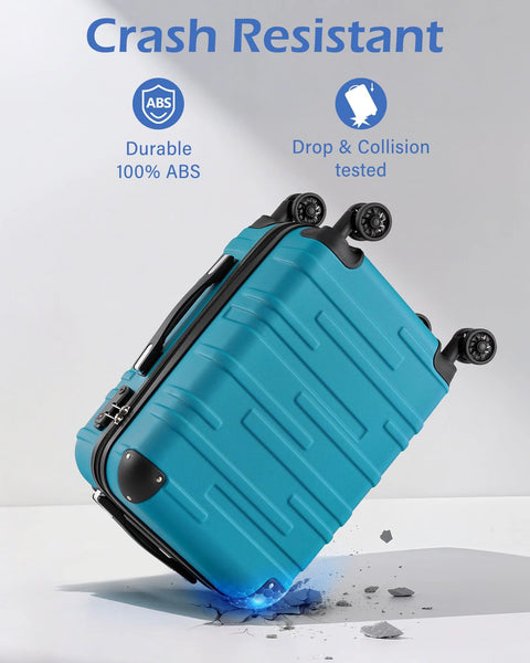 Coolife hardside luggage, turquoise lake blue, spinner wheels and telescopic handle