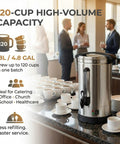 Heavy Duty 120 Cup Coffee Urn With 18 Liter Stainless Steel Construction Electric Hot Beverage Dispenser Auto Keep Warm Hot Water And Coffee Service For Catering Offices Parties Churches And Large Events in use at event.