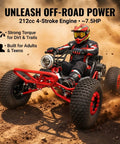Beast 212cc 4 Stroke Off Road Go Kart With CVT Automatic Transmission, Hydraulic Disc Brakes, Electric And Pull Start, shown in action on dirt.