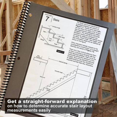 Construction Master Pro Workbook And Study Guide For Hands On Site Development And Finish Work Covering Footings Slabs Walls Framing And Finishing Plus Practice Problems And Answers; page on stair layout
