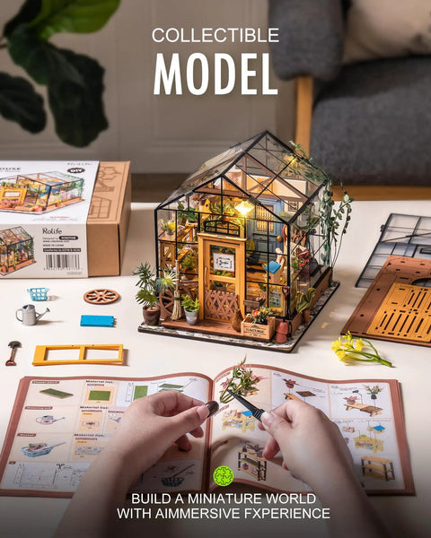 DIY Miniature Greenhouse Kit For Grownups With Tiny House Furniture Set Cathys Greenhouse Craft Kit For Realistic Plant Miniatures And Garden Decor Halloween Christmas Gift For Family And Friends