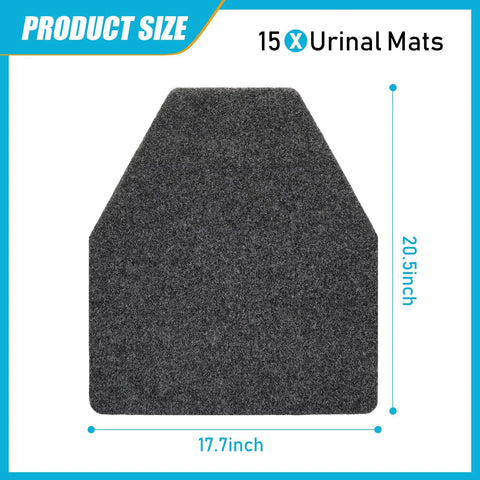 Gray mat from 15 Pack Urinal Mats For Men Non Slip Urinal Floor Mats For Commercial Use Highly Absorbent Waterproof Backing TPR Grippy Bathroom