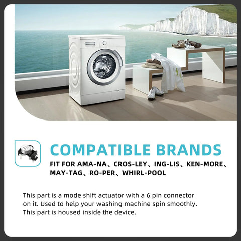 Premium Upgraded Washer Shift Actuator Heavy Duty Nuts And Bolts Swap Out For Top Load Washing Machines Compatible With W10913953 And W11481722 in modern laundry setting.