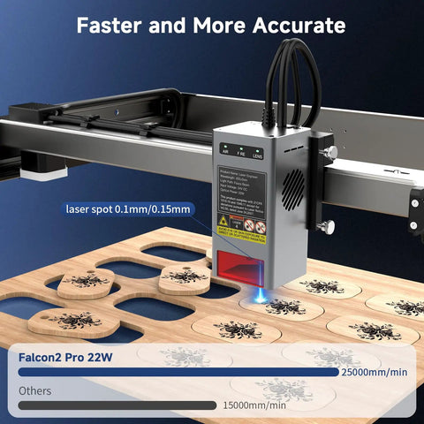 Falcon2 Pro 22W Enclosed Laser Engraver With Air Assist And HD Camera Positioning engraving wood panel
