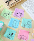 Sinmoe 20-pack microfiber cleaning cloths with pastel kitty designs, 6x6 inches, for eyeglasses, cameras and phones.