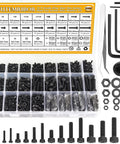 Tough As Nails 2180 Piece Metric Hex Socket Head Cap Screws Nuts Washers Assortment Kit With Precision Allen Wrenches M2 M3 M4 M5 12.9 Grade Alloy Steel Black Set in organized storage case.