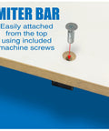 Heavy Duty 19 Inch Aluminum Miter Bar Table Saw Runner with machine screw for easy top attachment in wood projects.
