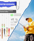 84Piece Fishing Lure Set With Tackle Box All In One For Saltwater And Freshwater Angling shown with selected jigs and angler