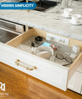 Drawer Outlet Kit With Four USB C PD30W Fast Chargers Plus Two USB A And Two Tamper Resistant Outlets in kitchen drawer