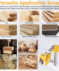 45 Degree Lock Miter Router Bit Set Three Piece Kit With One Quarter Inch Shank for use with various wood types and applications.