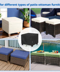 Outdoor Ottoman Cover 26W By 26D By 18H Square Coffee Table Waterproof All Weather Protection For Patio Furniture Black Cover