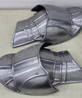 Epic Medieval Pauldron Armor Set Spaulders Pair For Cosplay And LARP Battle Ready Warrior Costume with silver metallic finish