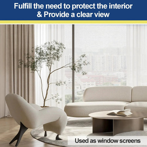 Beefy Heavy Duty Stainless Steel Woven Wire Mesh Roll 20 Mesh 0.15mm for windows in modern living room with city view