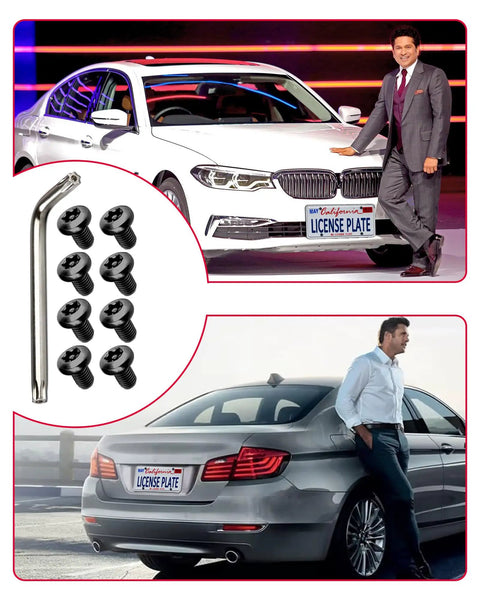 Anti Theft Black Stainless Steel License Plate Screws For BMW And Tesla 0.8x8mm M5 Bolts With Caps Rustproof Security Fasteners